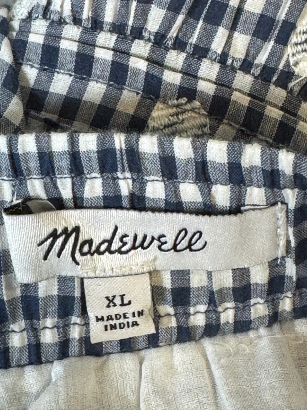 NWOT MADEWELL Tiered Mini Skirt Blue Gingham Check Embroidered Dots Size XL